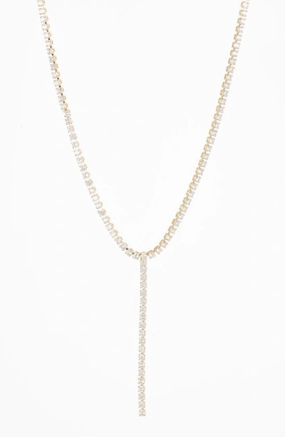 Shop Nordstrom Rack Dainty Cz Y-drop Necklace In Clear- Gold