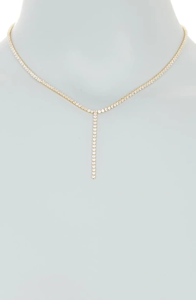 Shop Nordstrom Rack Dainty Cz Y-drop Necklace In Clear- Gold