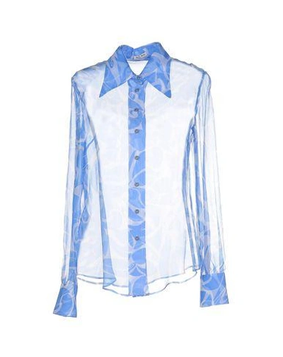 Shop Miu Miu Patterned Shirts & Blouses In Azure
