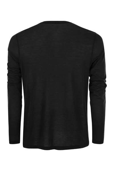 Majestic Crew-neck T-shirt In Silk And Cotton In Navy Blue