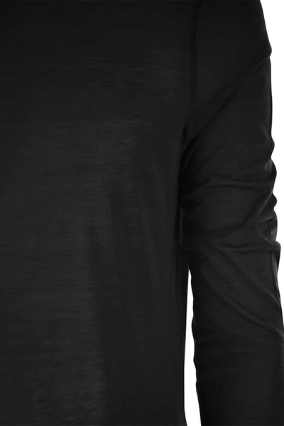Majestic Crew-neck T-shirt In Silk And Cotton In Navy Blue