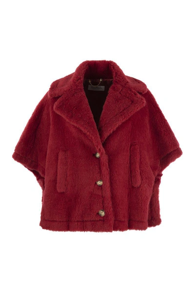 Shop Max Mara Aleggio - Short Cape In Teddy Fabric In Red