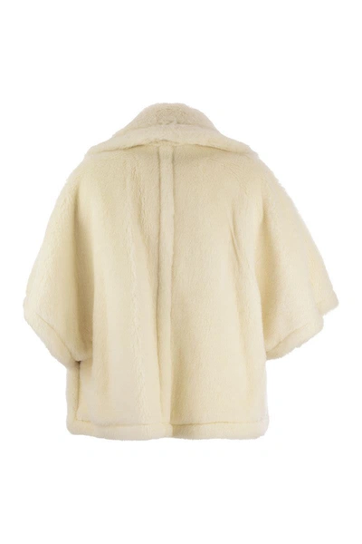 Shop Max Mara Aleggio - Short Cape In Teddy Fabric In White