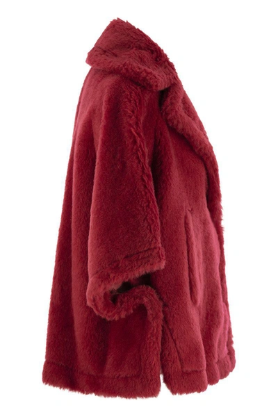 Shop Max Mara Aleggio - Short Cape In Teddy Fabric In Red