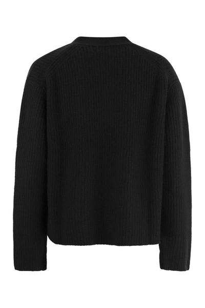 Shop Polo Ralph Lauren Ribbed Wool And Cashmere Cardigan In Black