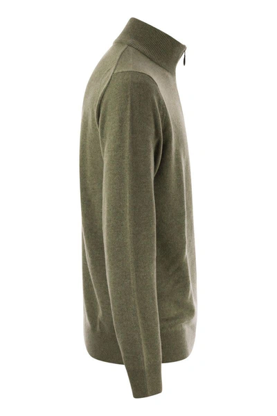 Shop Polo Ralph Lauren Wool Pullover With Half Zip In Green
