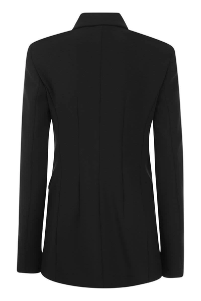 Shop Sportmax Frizzo - Scuba Jersey Blazer In Black