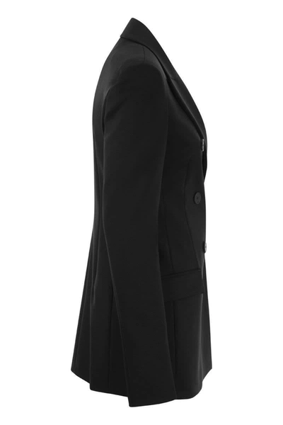 Shop Sportmax Frizzo - Scuba Jersey Blazer In Black