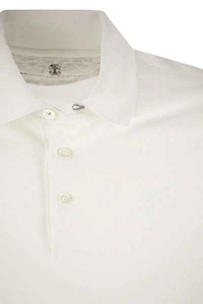 Shop Brunello Cucinelli Cotton Jersey Polo Shirt In White