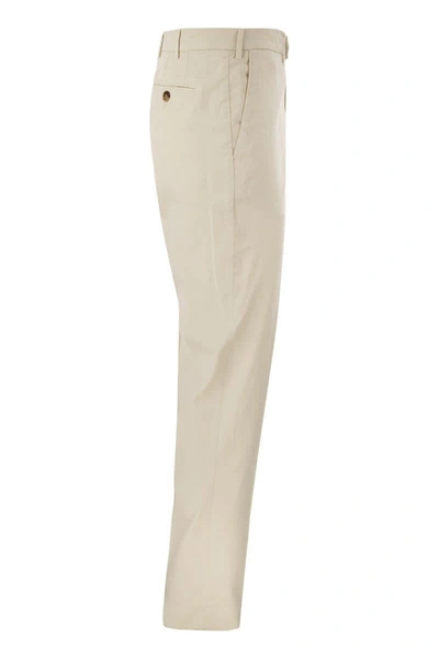 Shop Brunello Cucinelli Italian Fit Cotton Gabardine Trousers In Cream