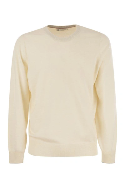 Shop Brunello Cucinelli Pure Cashmere Crew-neck Sweater In Ivory