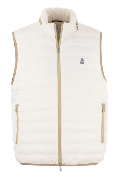 Shop Brunello Cucinelli Sleeveless Down Jacket In Membranated Nylon In White