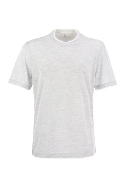 Shop Brunello Cucinelli Slim Fit Crew-neck T-shirt In Lightweight Cotton Jersey In Pearl