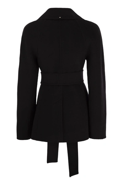Shop Sportmax Umano - Short Cashmere Blend Dressing Gown Coat In Black