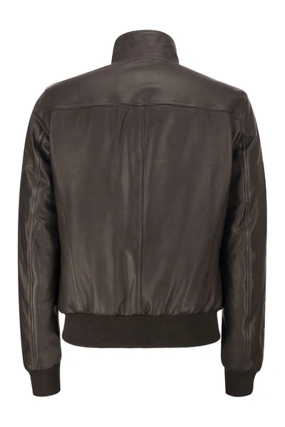 Shop Stewart Tenerife Leather Jacket In Dark Brown