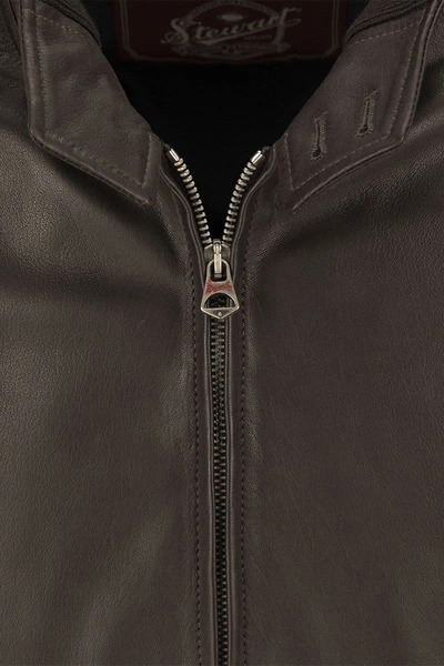 Shop Stewart Tenerife Leather Jacket In Dark Brown