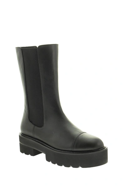 Shop Stuart Weitzman Presley Ultralift - Calf Leather Boot In Black