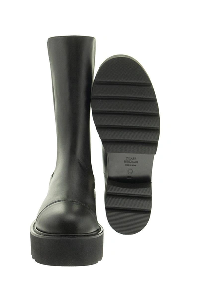 Shop Stuart Weitzman Presley Ultralift - Calf Leather Boot In Black