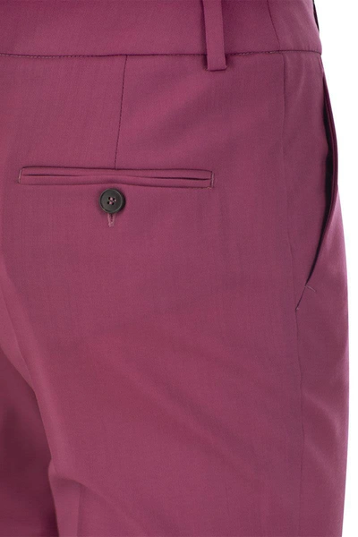 Shop Weekend Max Mara Canon - Wool Cigarette Trousers In Fuxia