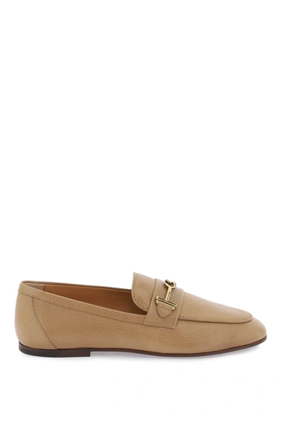 Shop Tod's Leather Loafers With Bow Women In Cream