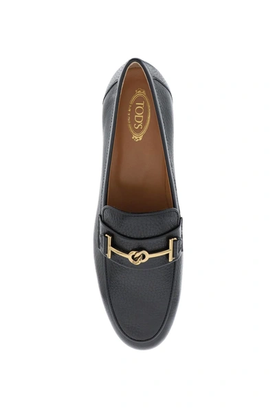 Shop Tod's Leather Loafers With Bow Women In Black