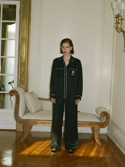 Frame X Ritz Silk Pajama Pants In Black