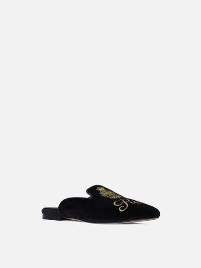 Shop Frame Ritz Women's Velvet Slippers In Black