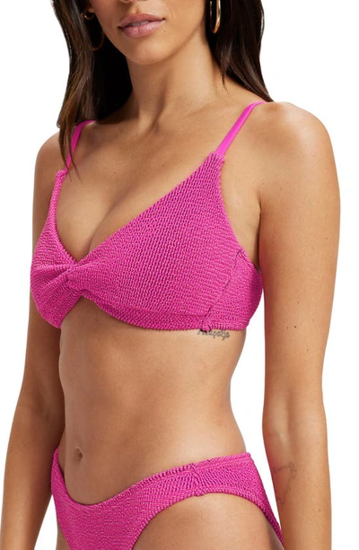Shop Good American Always Fits Sculpt Twist Bikini Top In Fuschia Pink001