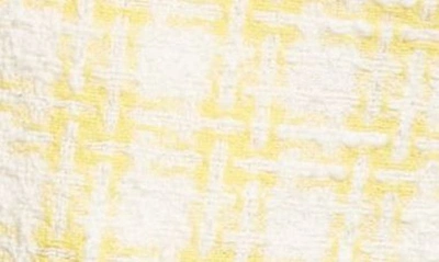 Shop Veronica Beard Jazmin Plaid Tweed Shorts In Pale Yellow/ White