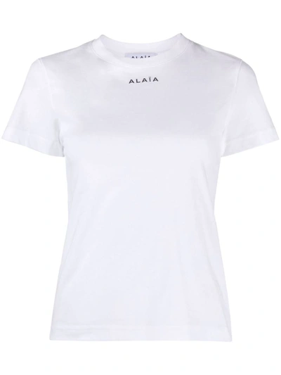 Shop Alaïa Logo Cotton T-shirt In White