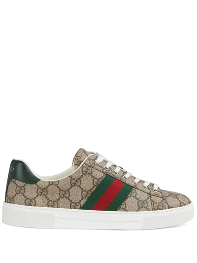 Shop Gucci Ace Gg Supreme Sneakers In Brown