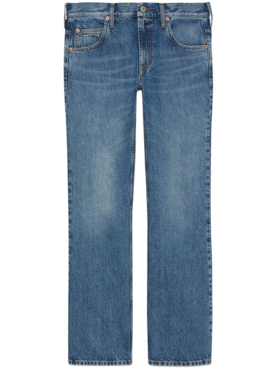Shop Gucci Horsebit Denim Jeans In Blue