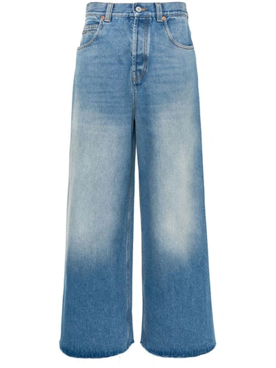 Shop Gucci Organic Cotton Flared Denim Jeans In Blue