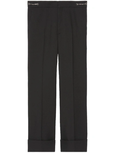 Shop Gucci Wool Cropped Trousers In Black