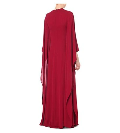 Shop Valentino Cape-back Silk-georgette Gown In Red