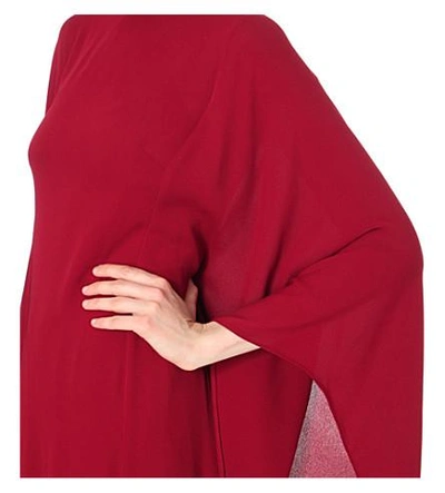 Shop Valentino Cape-back Silk-georgette Gown In Red