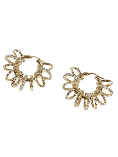 Shop Amina Muaddi Multi Ring Big Earrings In Golden