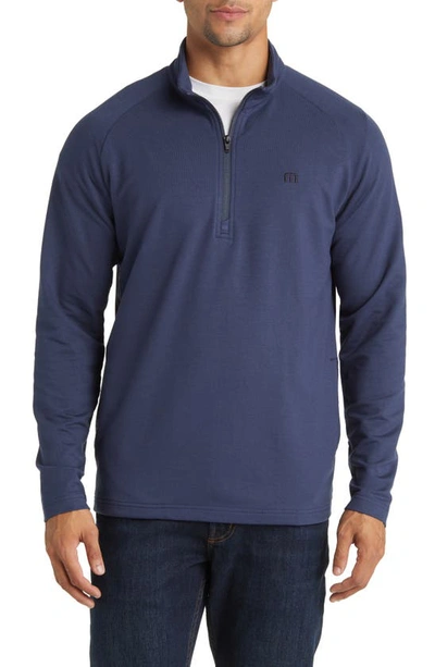 Travis Mathew Valiant Quarter Zip Pullover In Mood Indigo