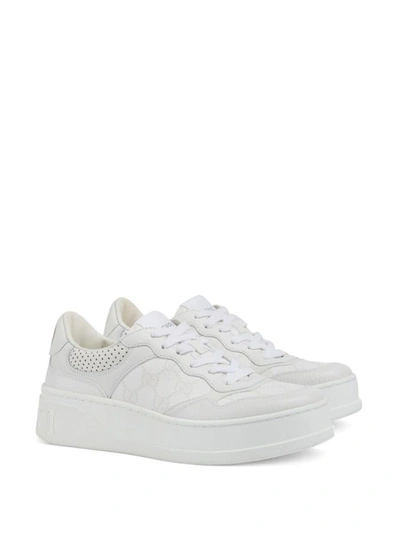 Shop Gucci Chunky Leather Sneakers In White