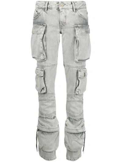 Shop Attico The  Essie Denim Cargo Jeans In Grey