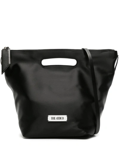 Shop Attico The  Via Dei Giardini 30 Lux Satin Tote Bag In Black