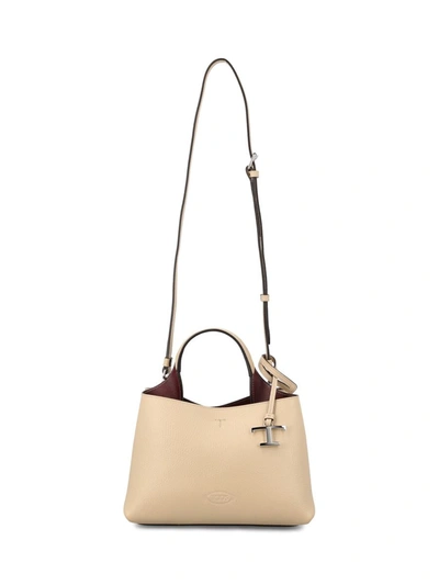 Shop Tod's Handbags In C600(natural)+r802(burgundy S