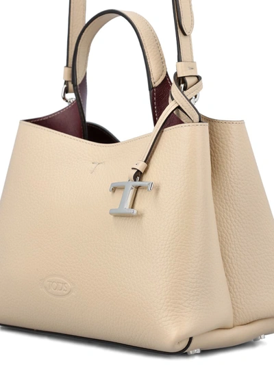 Shop Tod's Handbags In C600(natural)+r802(burgundy S