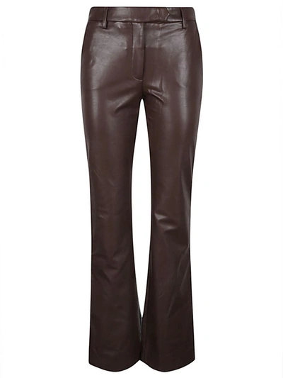 Shop True Royal Faux Leather Flared Trousers In Brown