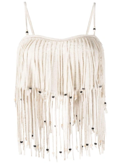 Shop Alanui Monsoon Fringed Top In White