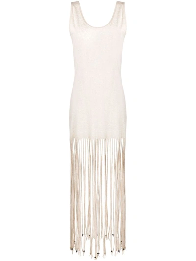 Shop Alanui Monsoon Fringed Dress In White