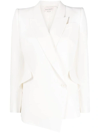 Shop Alexander Mcqueen Asymmetric Single-breasted Blazer In White