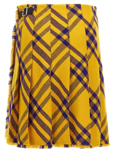 Shop Burberry 'kilt' Skirt In Yellow