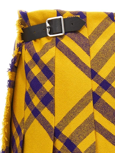 Shop Burberry 'kilt' Skirt In Yellow