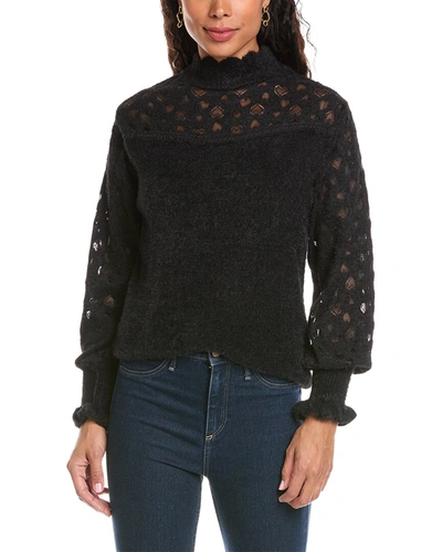 Shop Anna Kay Pointelle Heart Sweater In Black